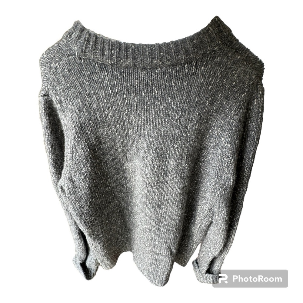Theory Gray Cotton/Alpaca Knit Women’s Crew Sweater. Size Large. Long sleeve. - Picture 6 of 8